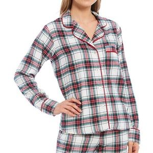 Van Winkle & Co. Festive Plaid Notch Collar Long Sleeve Pajama Top